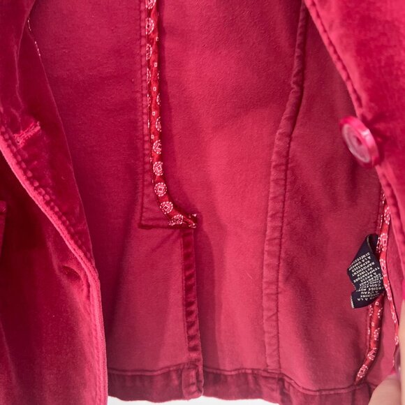 American Eagle Outfitters Velvet Wine Blazer L Adjust Sides Button Cuffs Pockets - Picture 9 of 16